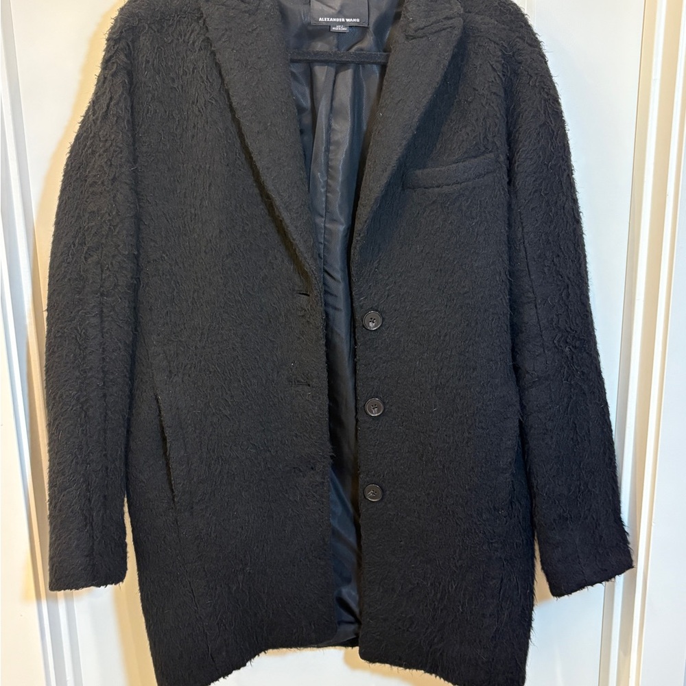 Alexander Wang Black Textured Wool Overcoat – Size 2 (S/M)